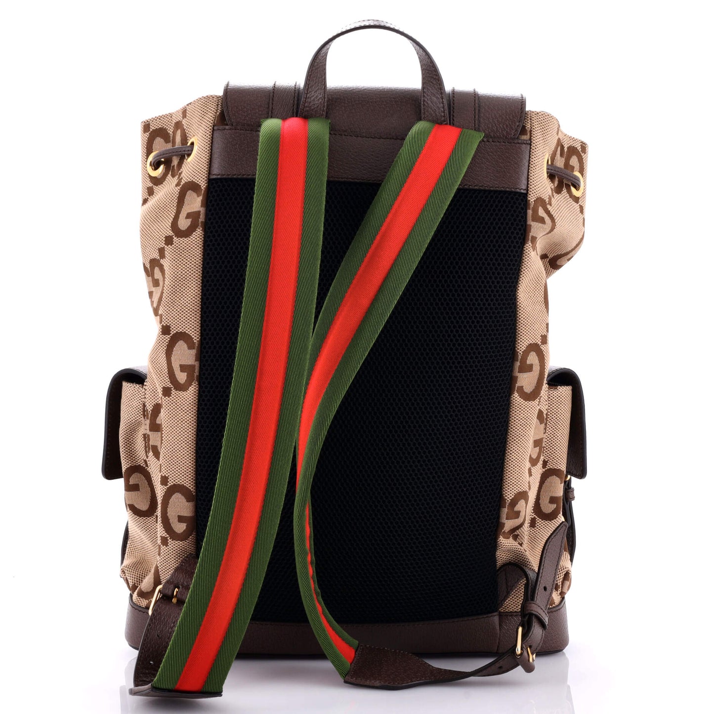Double Pocket Belt Backpack Jumbo GG Canvas and Leather Large