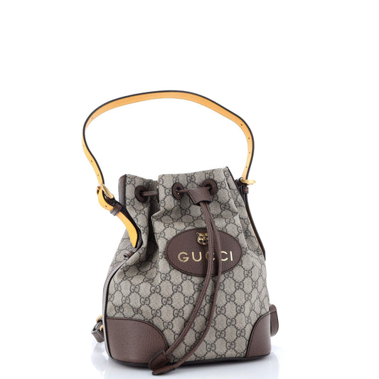 Neo Vintage Drawstring Bucket Backpack GG Coated Canvas Mini