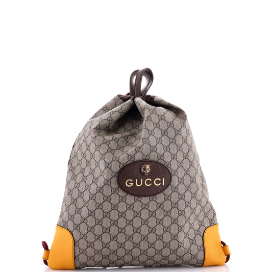 Neo Vintage Drawstring Backpack GG Coated Canvas Large