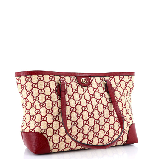 Ophidia Shopping Tote GG Raffia Medium
