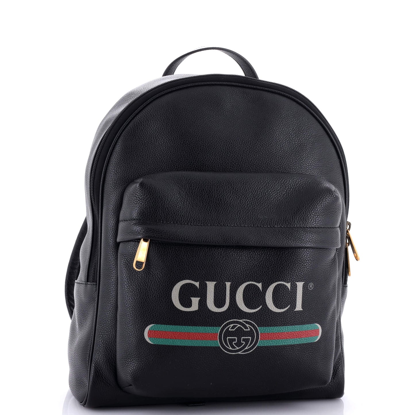 Logo Front Pocket Backpack Printed Leather