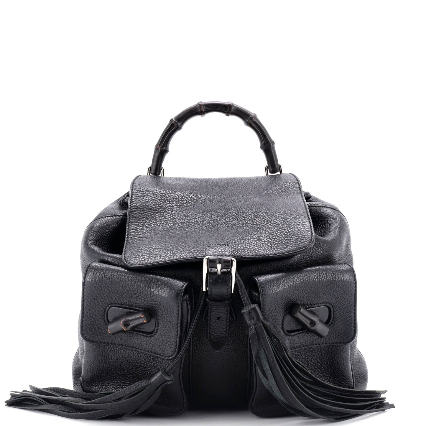Bamboo Tassel Backpack Leather Medium