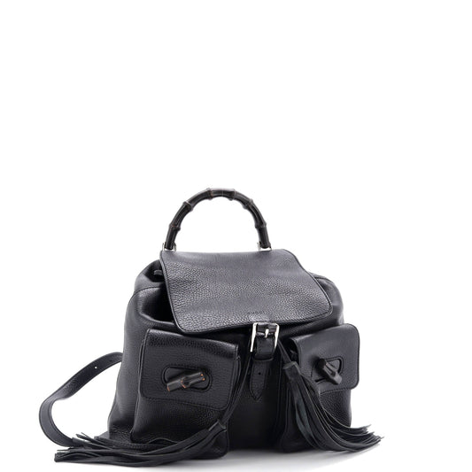 Bamboo Tassel Backpack Leather Medium