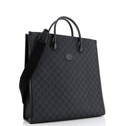 Vertical Structured Top Handle Open Tote GG Coated Canvas Medium