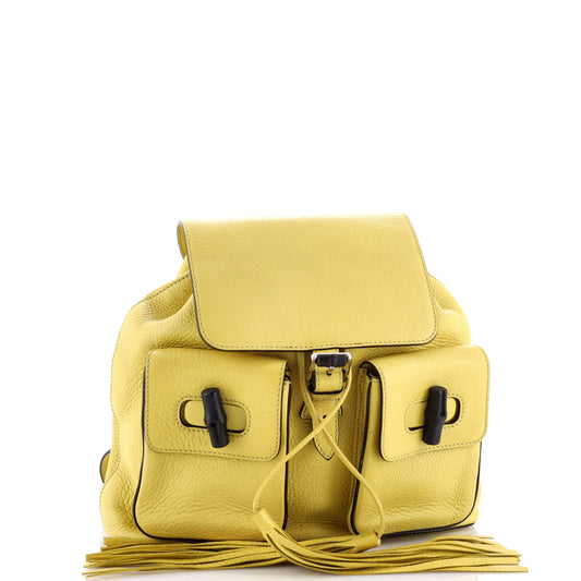 Bamboo Tassel Backpack Leather Medium
