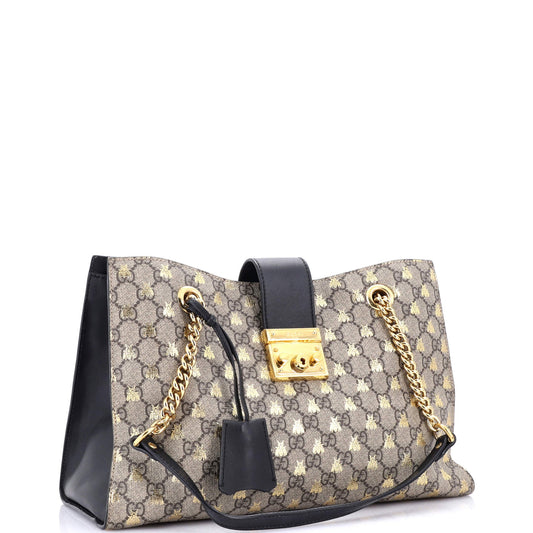 Padlock Chain Tote Printed GG Coated Canvas Medium