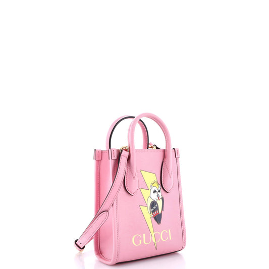 Vertical Tote Printed Leather Mini
