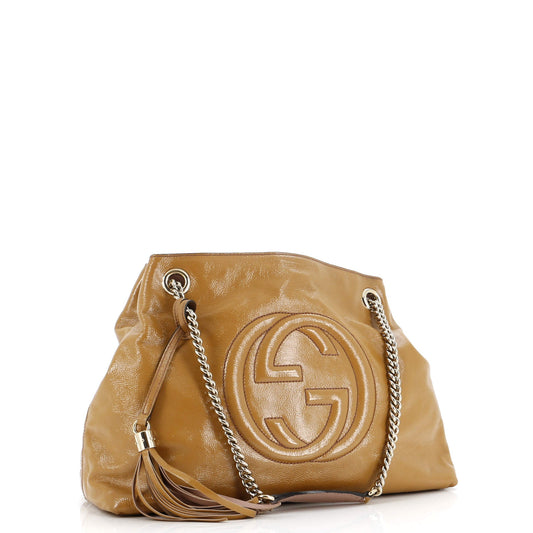 Soho Chain Strap Shoulder Bag Patent Medium
