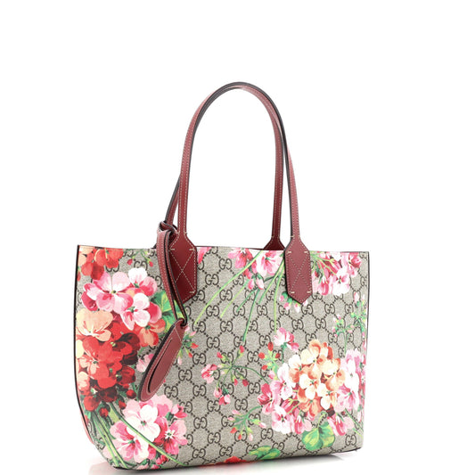 Reversible Tote Blooms Print Leather Small