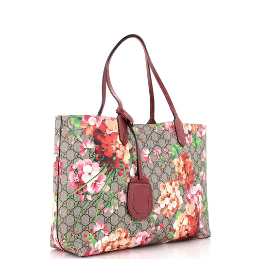 Reversible Tote Blooms GG Print Leather Medium