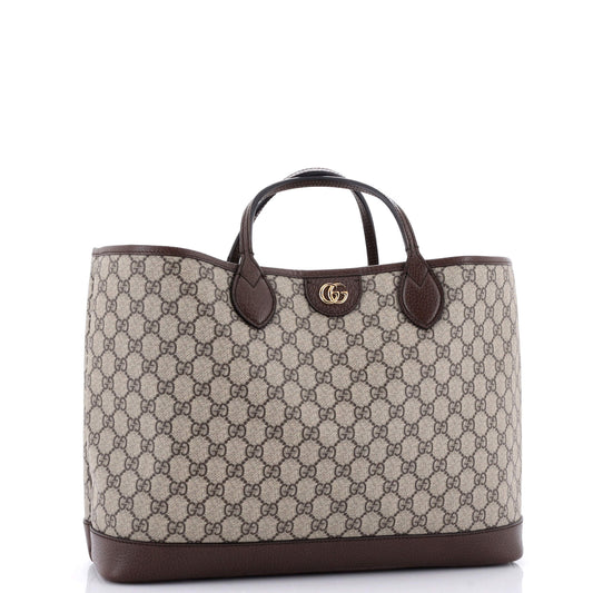 Ophidia Top Handle Shopping Tote GG Coated Canvas and Leather Medium