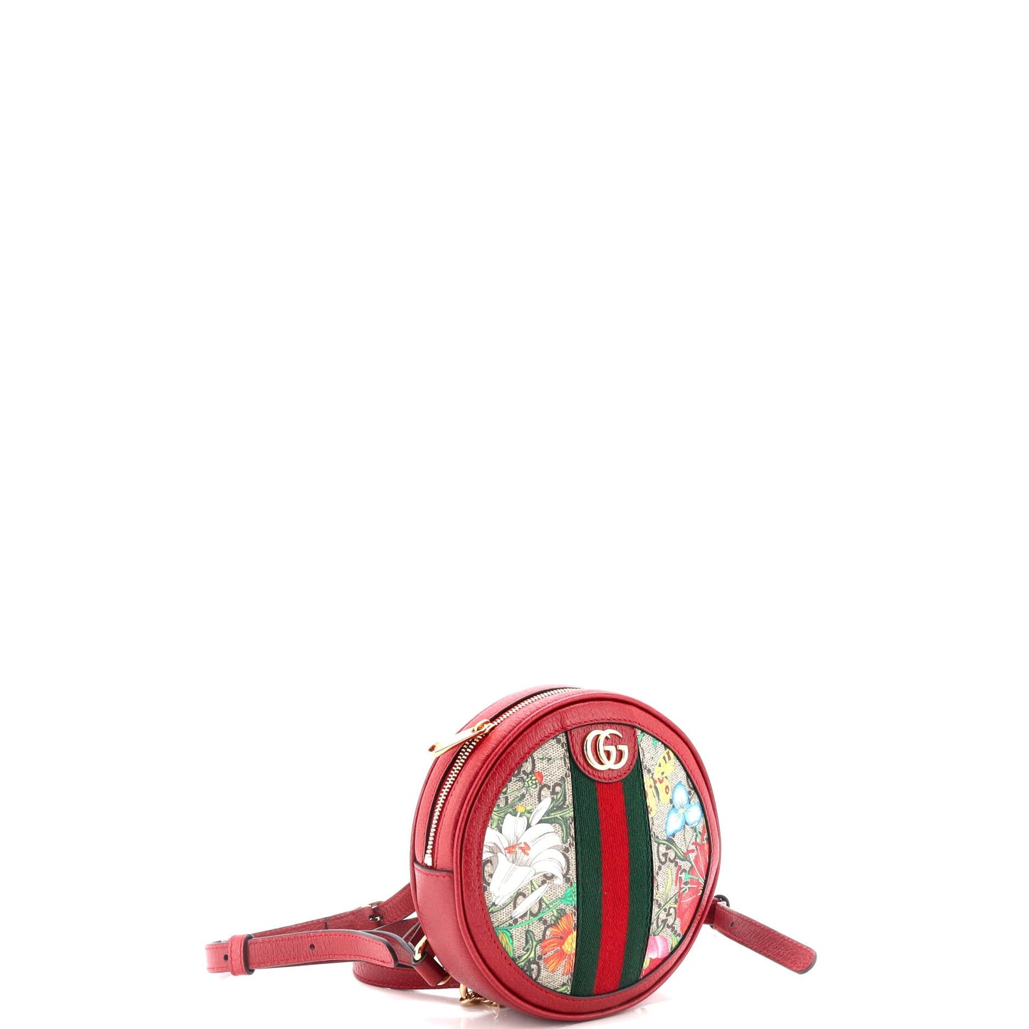 Ophidia Round Backpack Flora GG Coated Canvas Mini