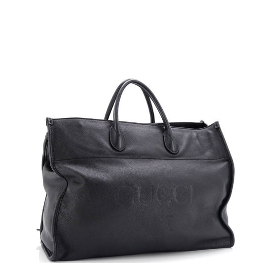 Logo Tote Embossed Leather Large