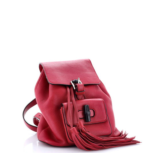 Bamboo Tassel Backpack Leather Mini
