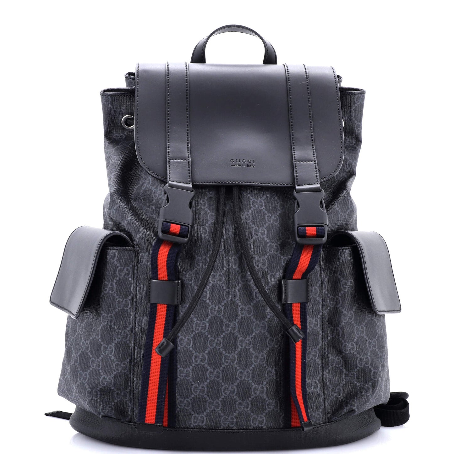 Double Pocket Buckle Backpack GG Coated Canvas Large