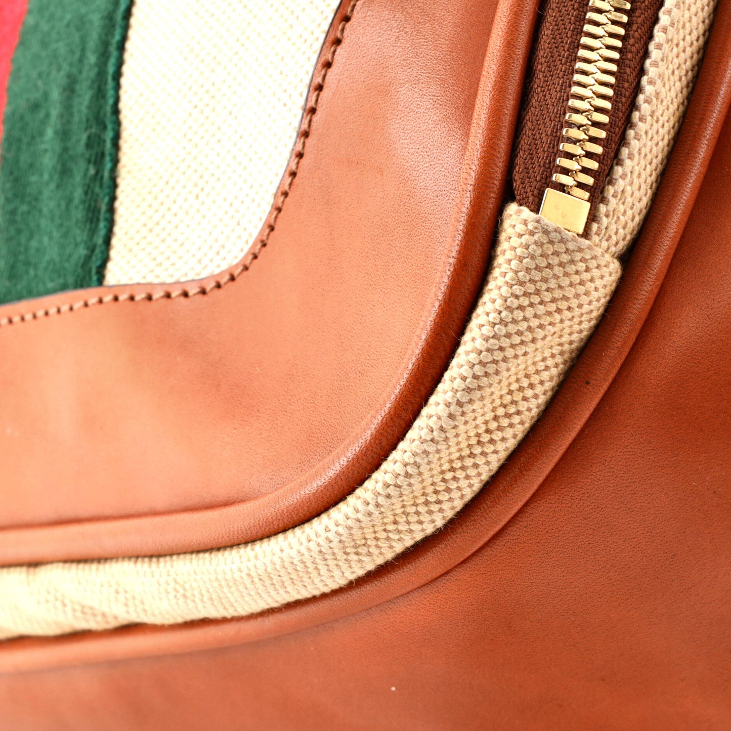 Front Pocket Backpack Vintage Web Canvas with Leather Medium