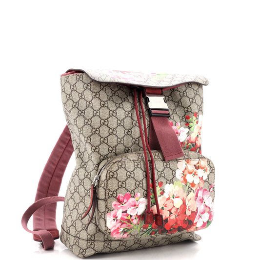Buckle Backpack Blooms Print GG Coated Canvas Medium