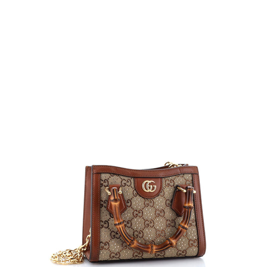 Diana NM Bamboo Handle Tote Crystal Embellished GG Canvas Mini