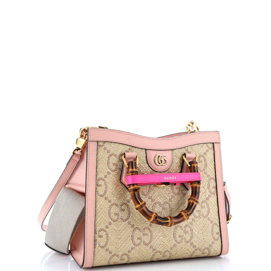 Diana NM Bamboo Handle Tote GG Raffia Small