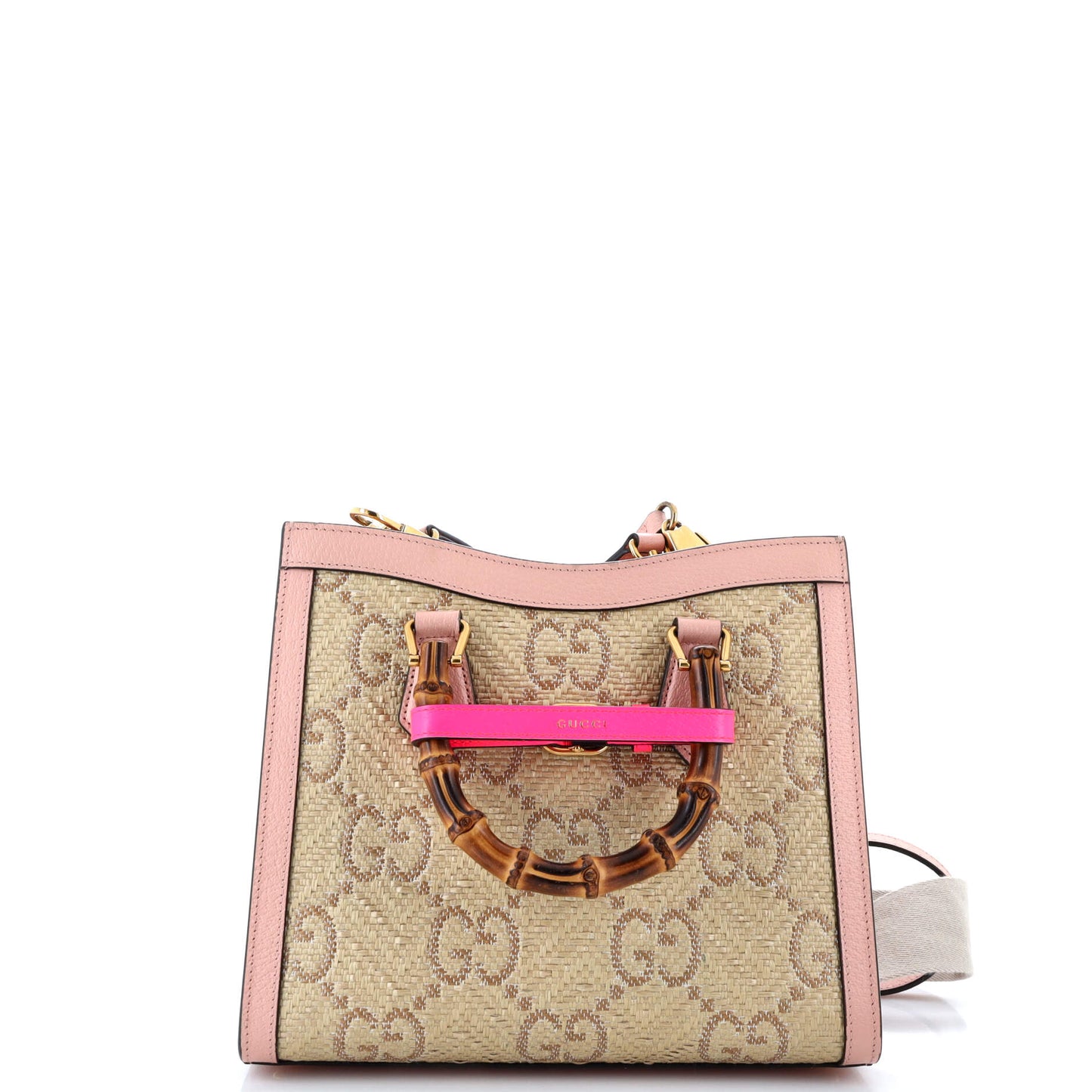 Diana NM Bamboo Handle Tote GG Raffia Small
