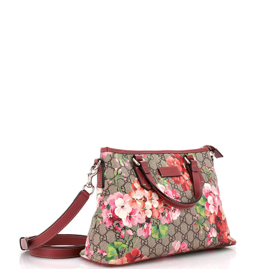 Convertible Zip Tote Blooms Print GG Coated Canvas Medium
