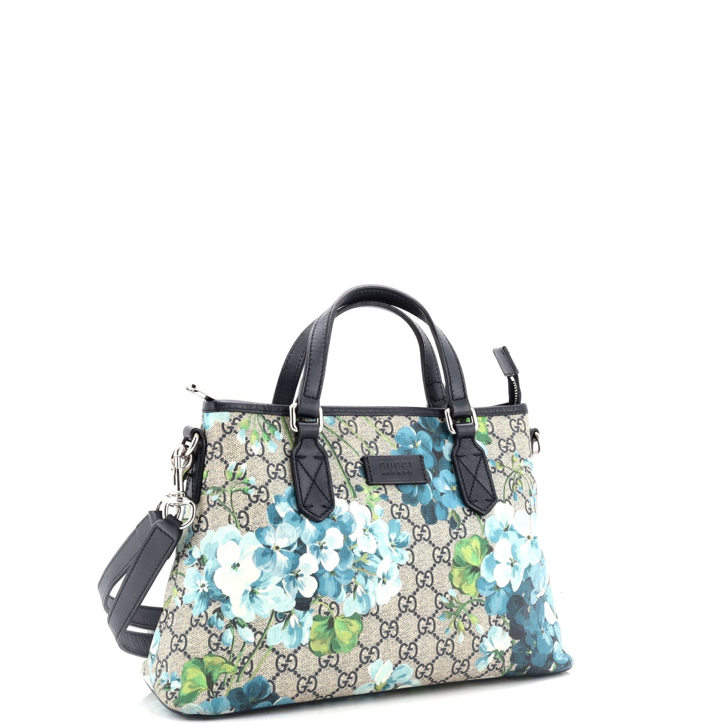 Convertible Zip Tote Blooms Print GG Coated Canvas Medium