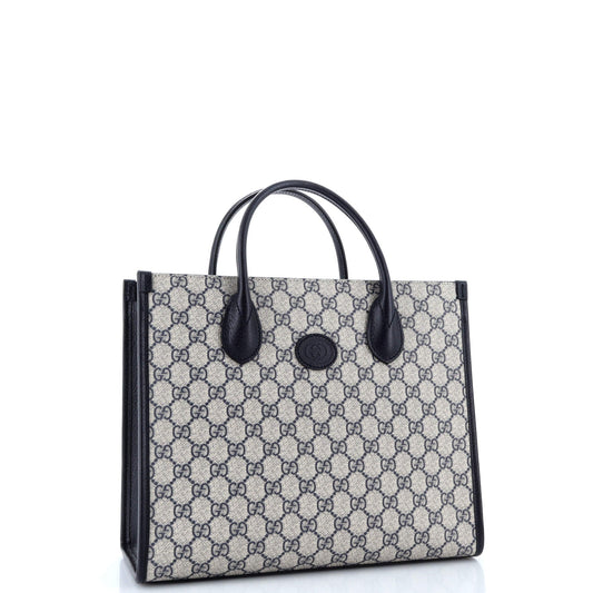 Interlocking G Tote GG Coated Canvas and Leather Small