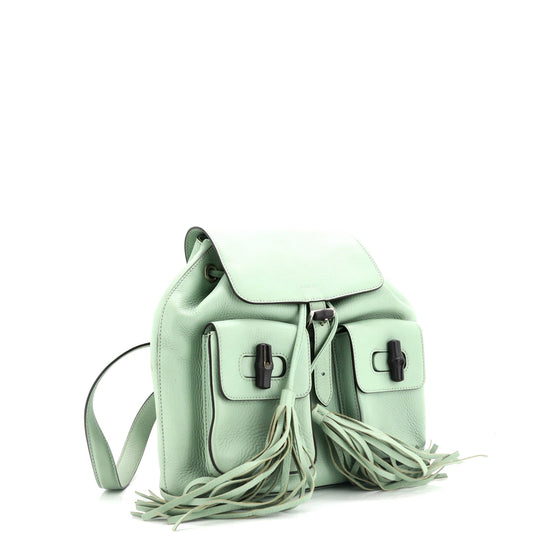 Bamboo Tassel Backpack Leather Medium