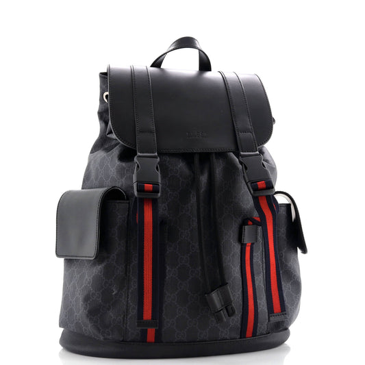 Double Pocket Buckle Backpack GG Coated Canvas Large