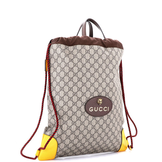Neo Vintage Drawstring Backpack GG Coated Canvas Large
