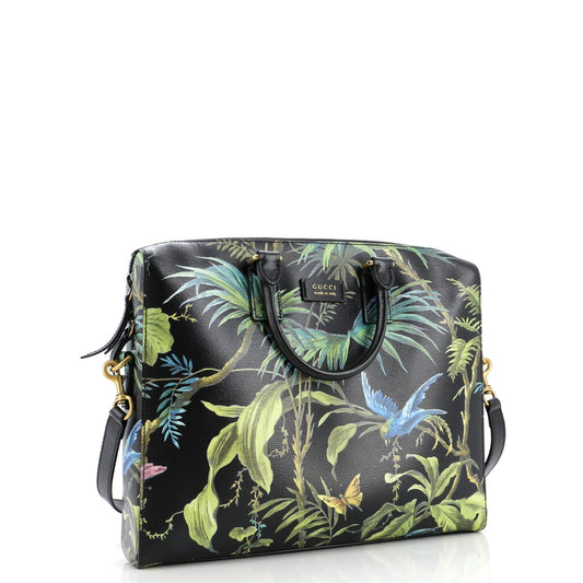 Convertible Briefcase Tropical Print Leather Medium