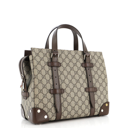 Buckle Travel Tote GG Coated Canvas with Leather Medium