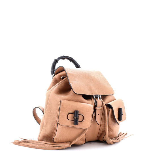 Bamboo Tassel Backpack Leather Medium