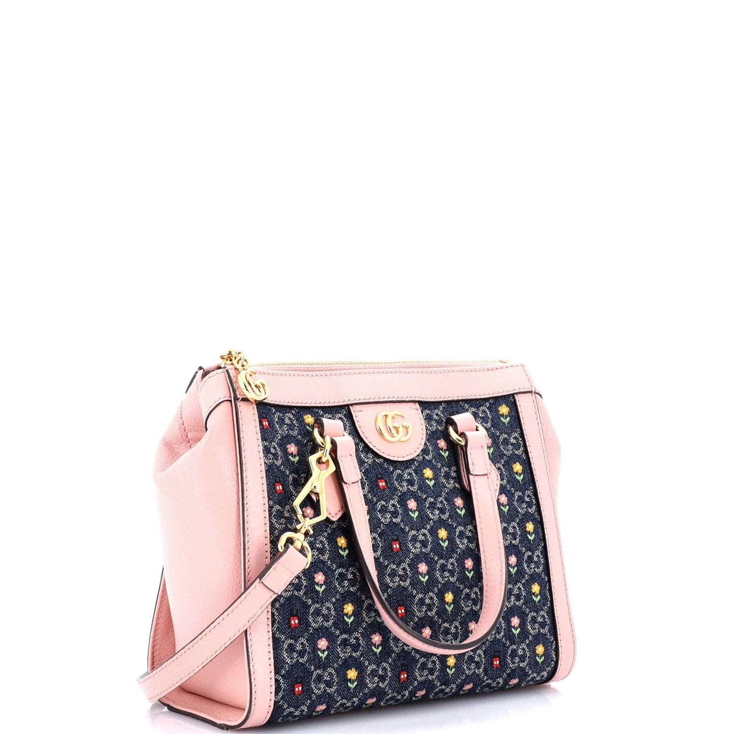 Ophidia Top Handle Tote Flower Embroidered GG Denim Small