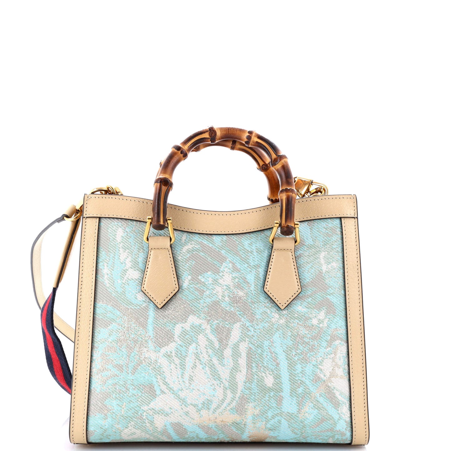 Diana NM Bamboo Handle Tote Nishijin GG Silk Textile and Leather Small