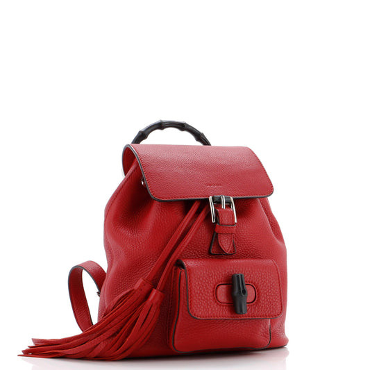Bamboo Tassel Backpack Leather Mini