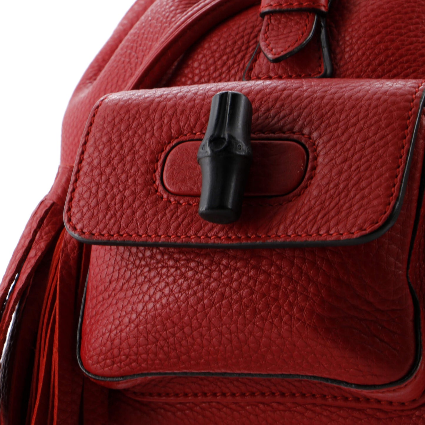 Bamboo Tassel Backpack Leather Mini