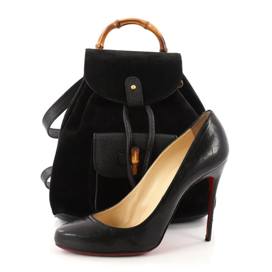Vintage Bamboo Backpack Suede Mini