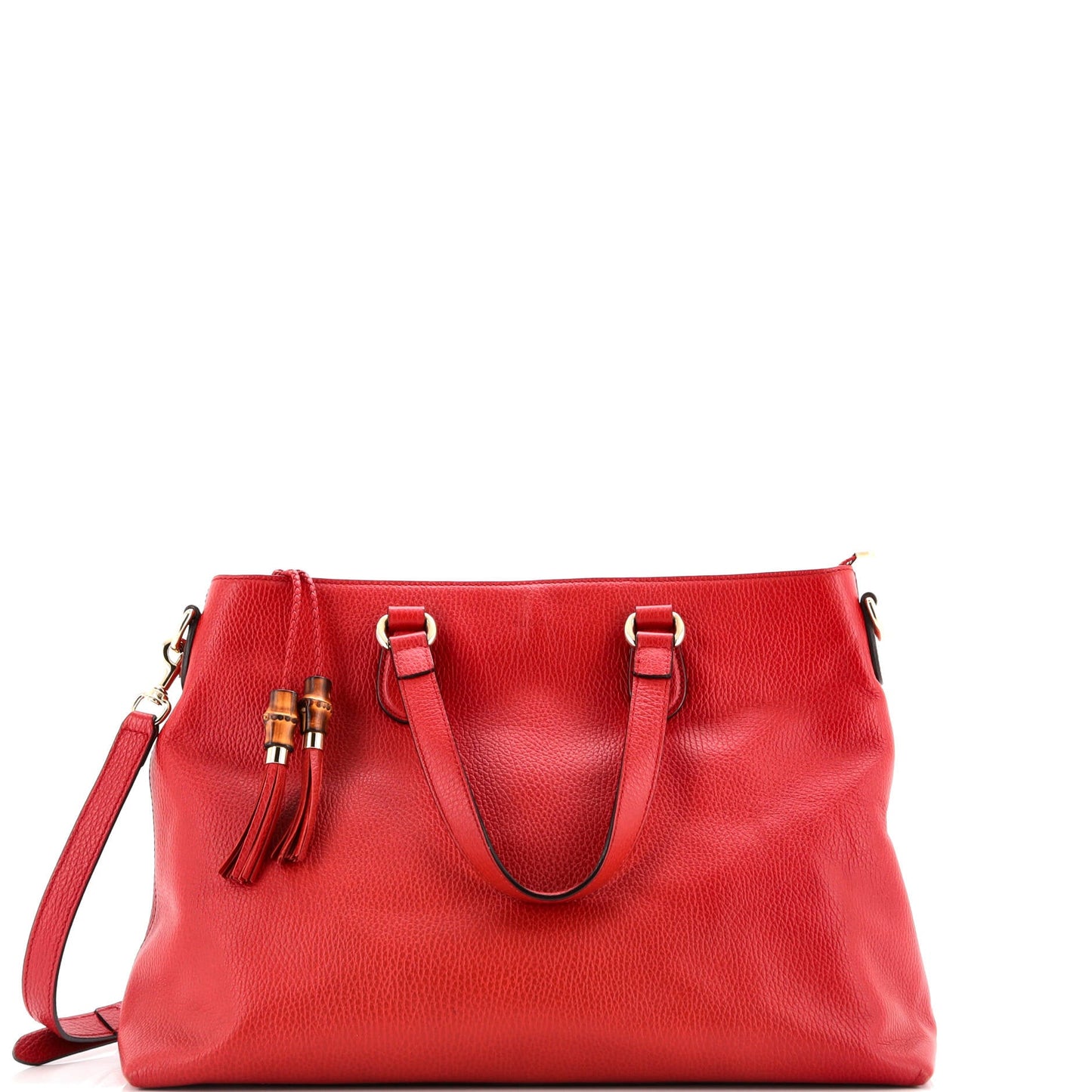 Bamboo Tassel Convertible Zip Tote Leather Large