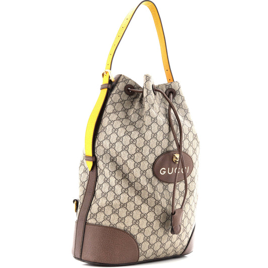 Neo Vintage Drawstring Bucket Backpack GG Coated Canvas Large