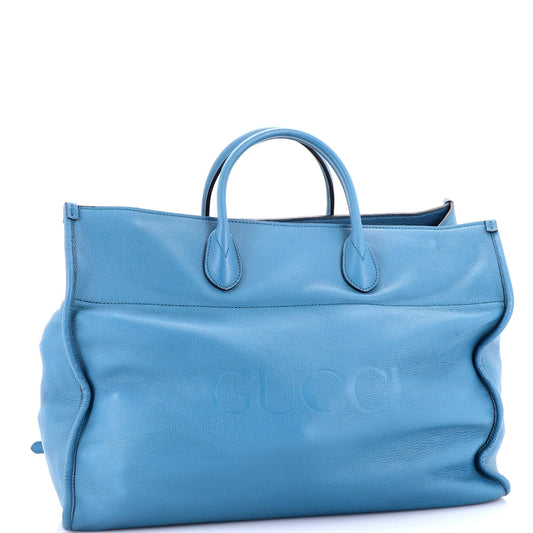 Logo Tote Embossed Leather Large