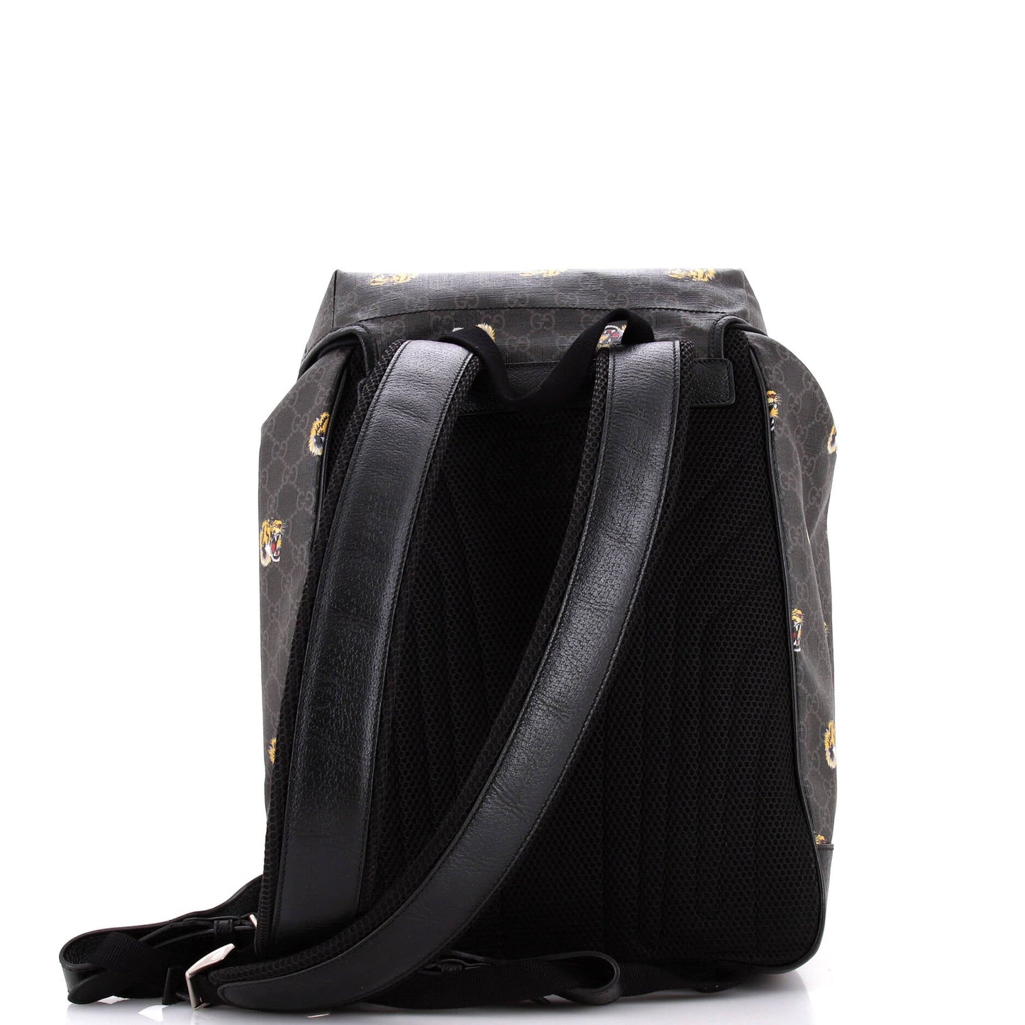 Interlocking G Patch Drawstring Flap Backpack Printed GG Coated Canvas Medium