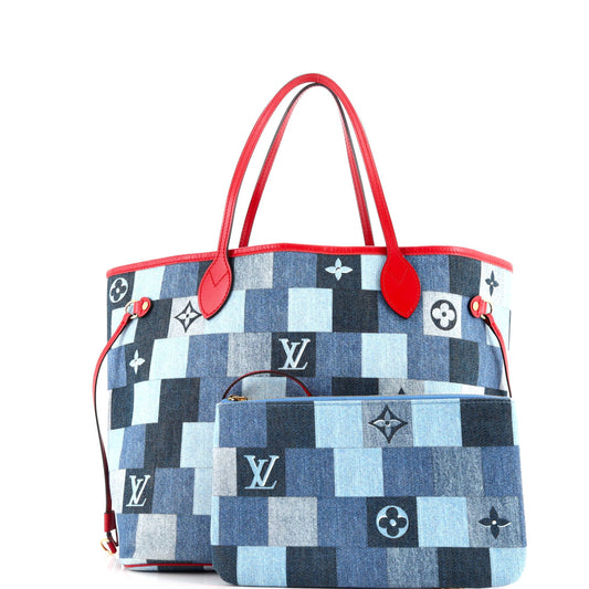 Neverfull Tote Damier and Monogram Patchwork Denim MM