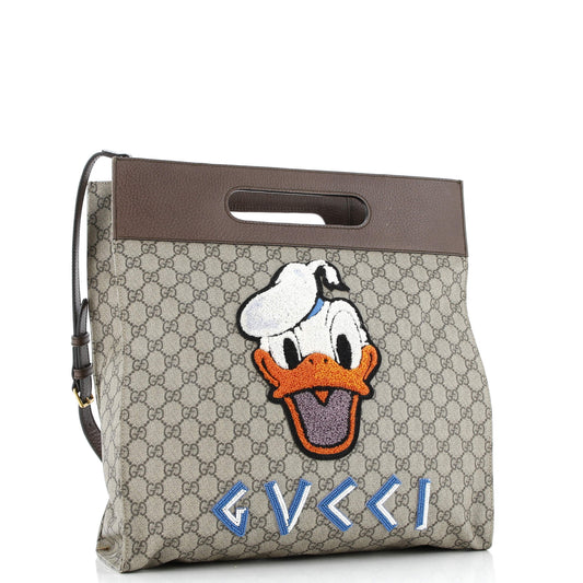 Donald Duck Soft Tote Embroidered GG Coated Canvas