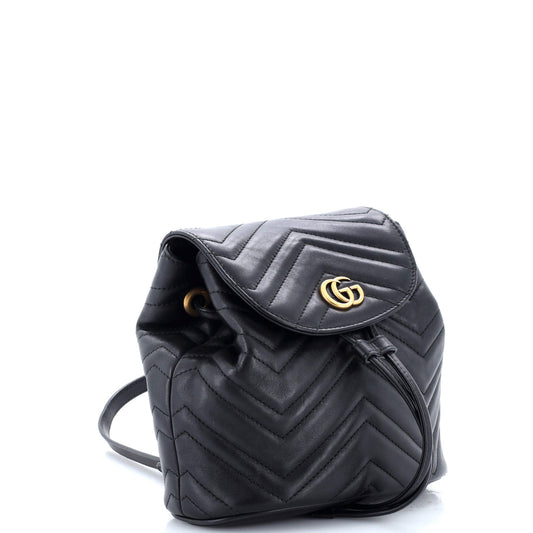 GG Marmont Drawstring Backpack Matelasse Leather Mini