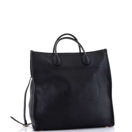 Logo Tote Embossed Leather Medium