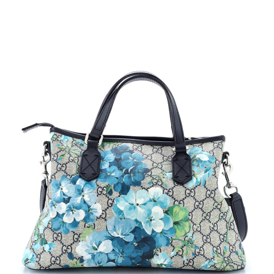 Convertible Zip Tote Blooms Print GG Coated Canvas Medium