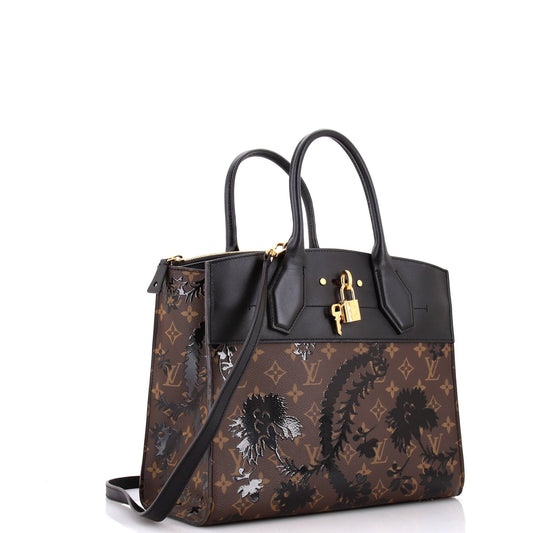 City Steamer Handbag Limited Edition Blossom Monogram Canvas and Leather MM
