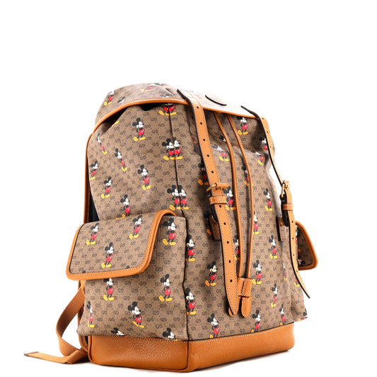 Disney Mickey Mouse Double Pocket Belt Backpack Printed Mini GG Coated Canvas Large