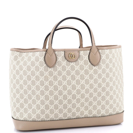 Ophidia Top Handle Shopping Tote GG Coated Canvas and Leather Medium
